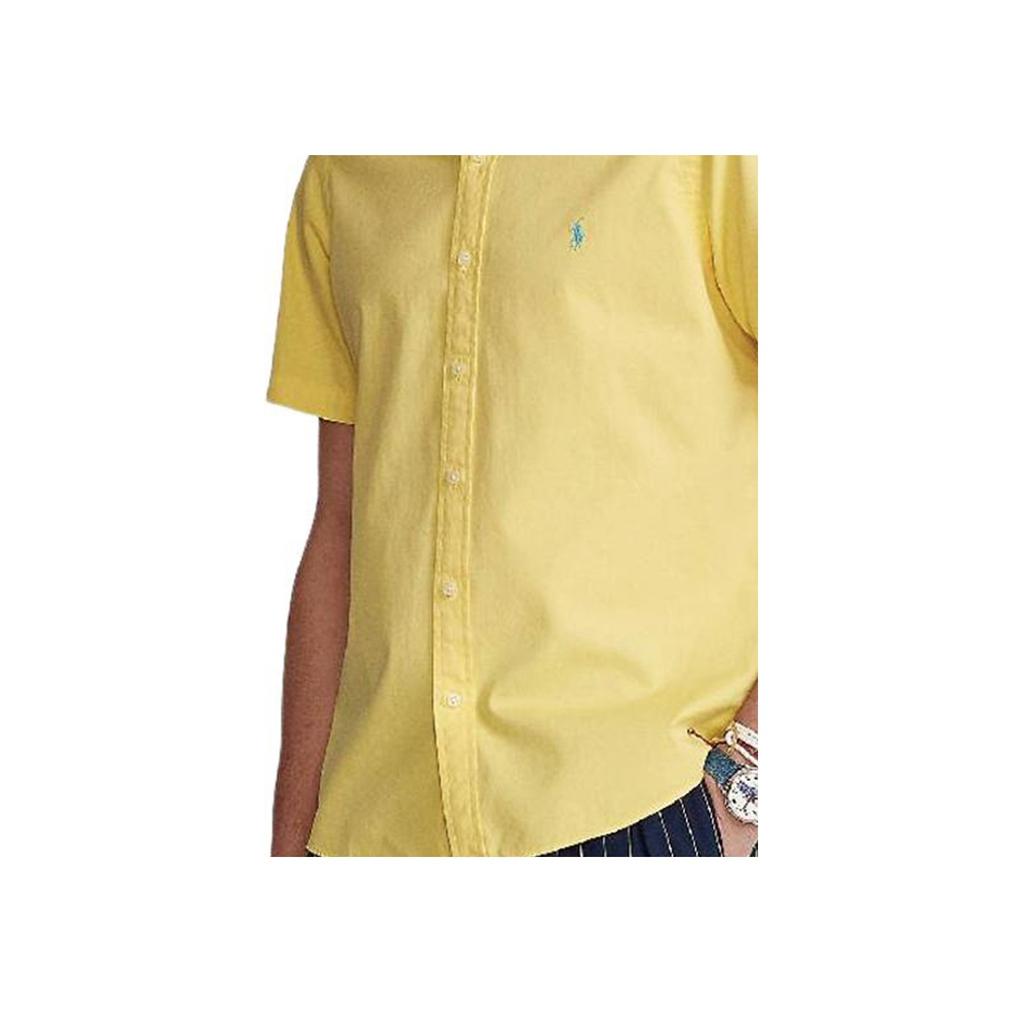Polo Ralph Lauren Solid Color Logo Embroidered Polo Collar Button-Down Short Sleeve Shirt Men Shirts Yellow 710822774-010