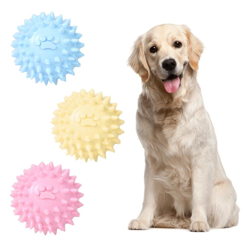 Dogs Chew Toy for Small Medium Dogs Aggressive Chewers 2.4in Small Spiky Ball Safe TPR Material for Puppy Teething