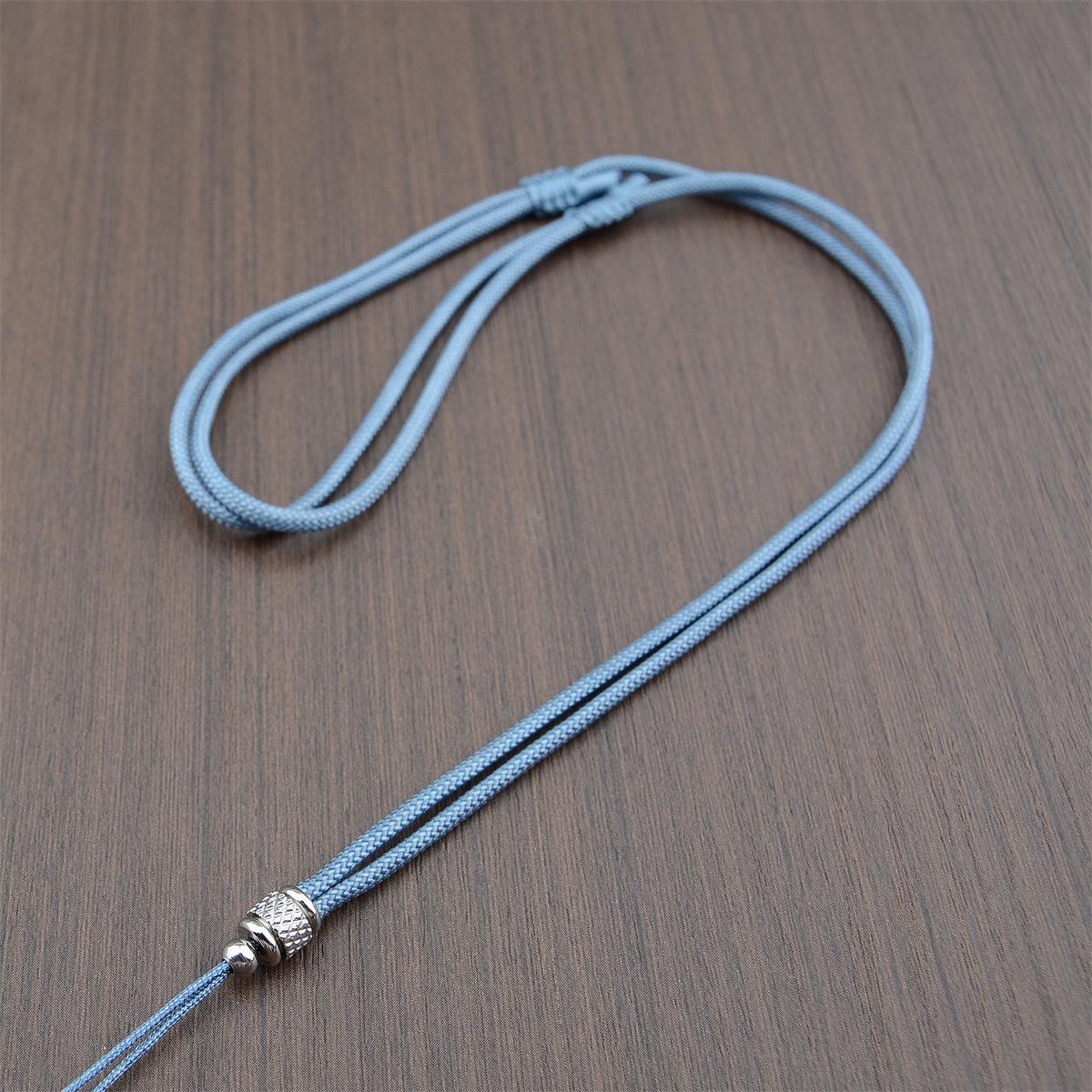 Hand-Woven Red and Black Necklace Lanyard with Titanium Steel Pendant for Men and Women - Silver and Gold Jade Ornaments дымчато-синий