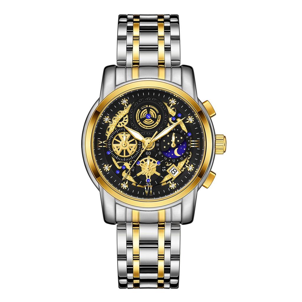WWOOR Skeleton Watch Trendy Business Men's Watches Waterproof Fashion Quartz Men's Watches