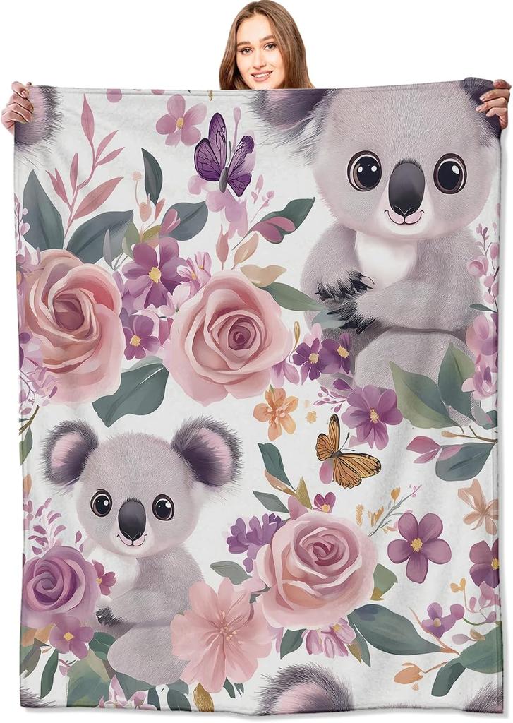 VODRM Cartoon Hamster Wohndecke xin Aquablau Niedliches Tierdesign Leichter Weicher Fleece für Sofa Bett Zimmer Dekoration Geschenke für K