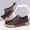 Men's Solid -Color Leather Casual Shoe With Lace -Up  Fashionable And Retro Business Shoe Comfortable Outdoor Walking Shoes
