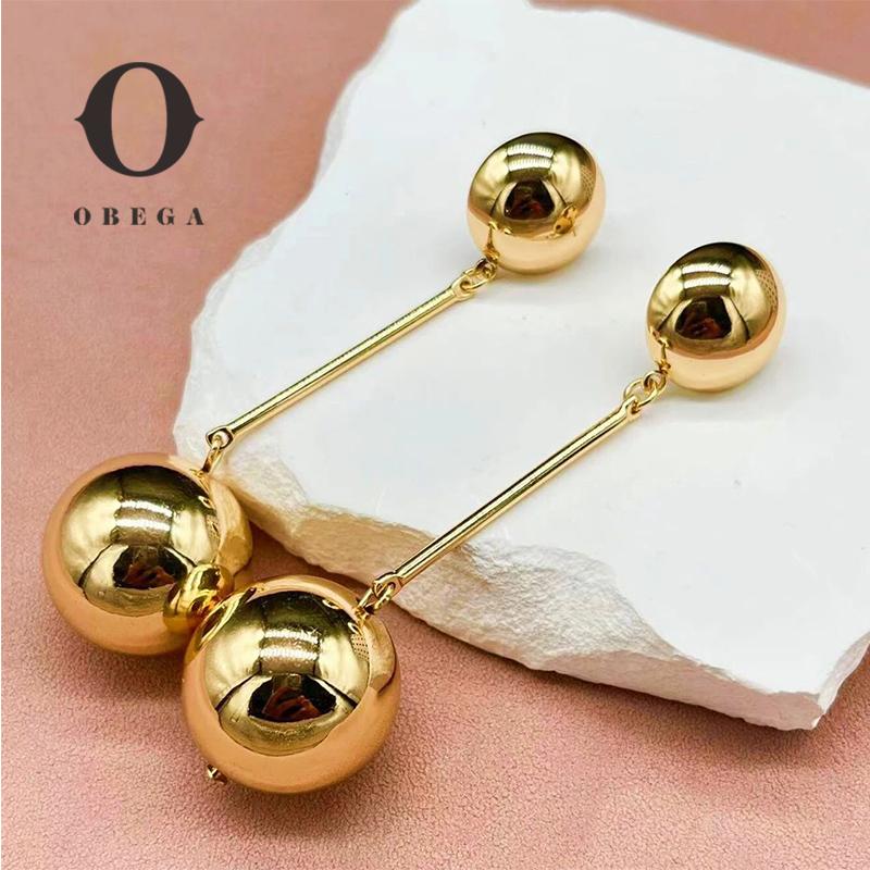 

Obega Fashion Ball Tassl Drop Earrings Minist Gold Color Dangle Ear Stud Trendy Party Jewelry HIp Hop Woman s Gift