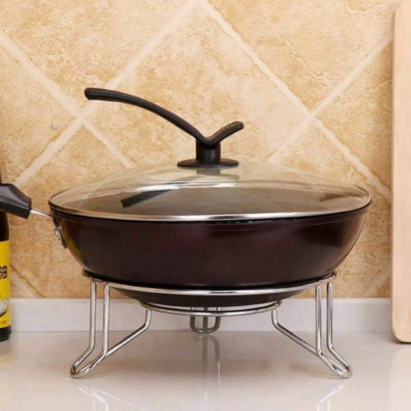 1pc Stainless Steel Pot Rack Heat Insulated Stand For Kitchen Storage Steam Holder Rustproof Waterproof Organizer Gadget