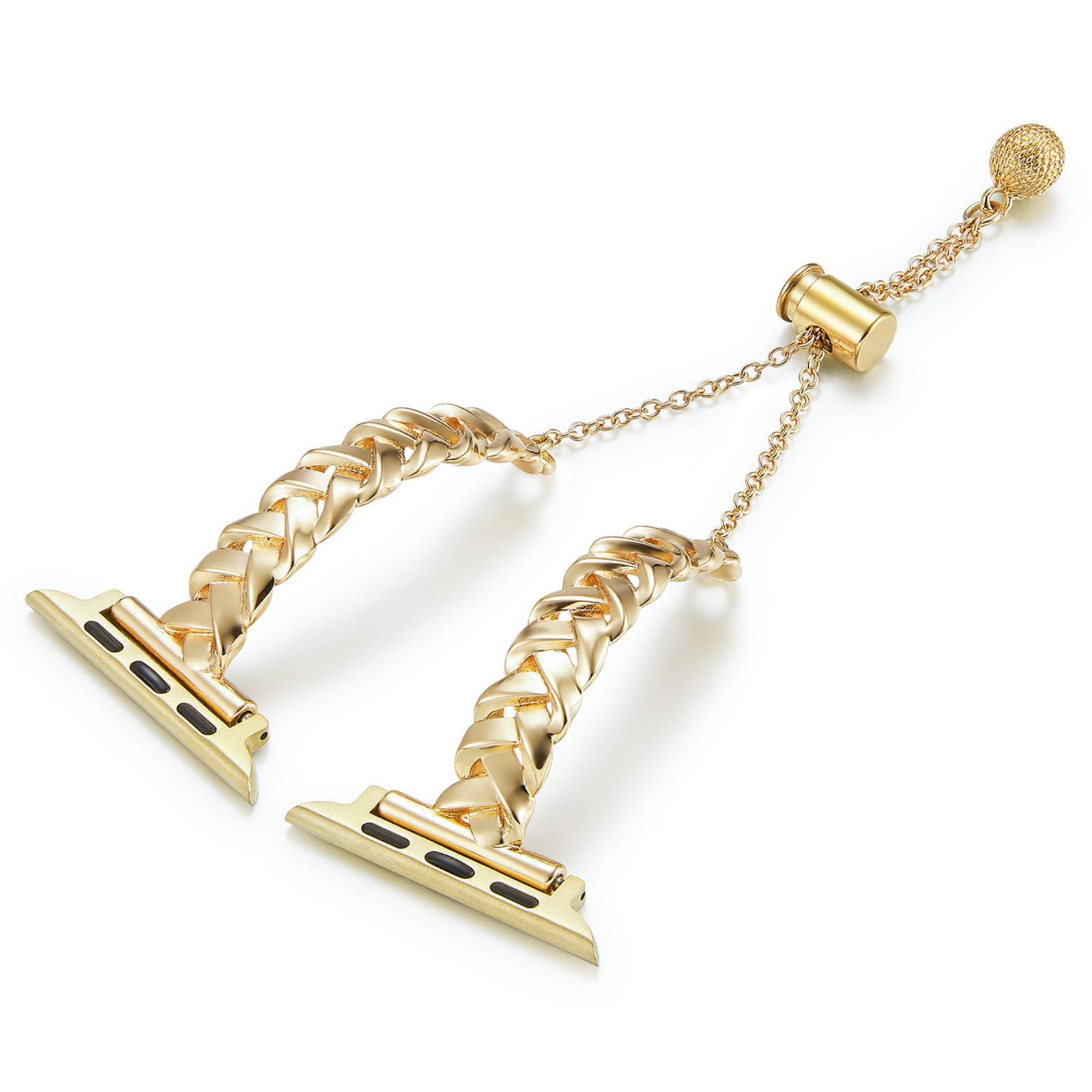 

For Apple Watch 10 46mm/Ultra 2/Ultra 49mm/9 8 7 45mm/SE (2023) SE (2022) SE 6 5 4 44mm/3 2 1 42mm Copper Bracelet X-Shape Design Strap Gold