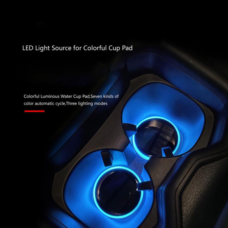 Colorful Atmosphere Light LED Car Cup Mat Solar Powered Car Accessory Car Interior Ambiance For Car Interior Lighting
