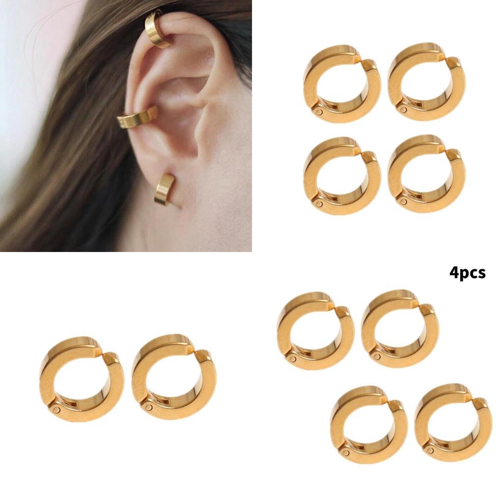 One Piece Inspired Circle Clip-on Earrings For Non-pierced Ears In Titanium Steel Hip Hop Style