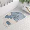 Scandinavian Style Geometric Semi Circle Bathroom Floor Mat Plush Water Absorbent Non Slip Floor Mat Home Decoration
