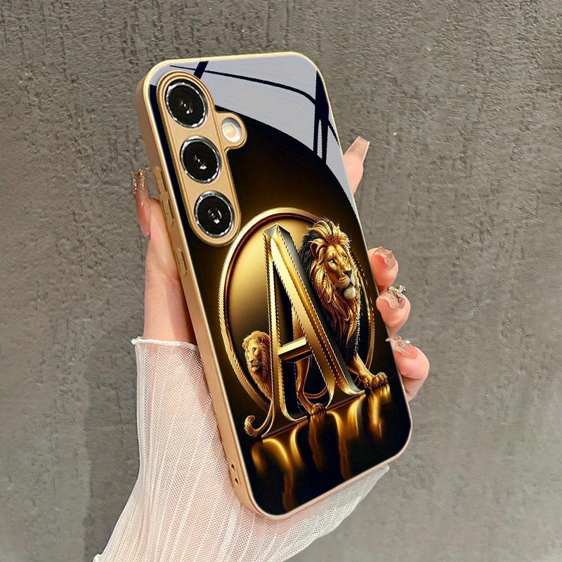 

Стеклянный чехол для телефона с узором буквы А и львом, подходит для Samsung Galaxy S26 S25 S24 S22 S21 S20 FE/Ultra/Plus, противоударная задняя крышка Galaxy S25