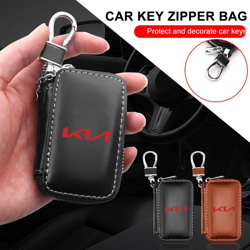 Custodia per Chiavi Auto Portachiavi in Pelle con Zip Borsa Accessori Per KIA Sportage Ceed Rio 3 4 Picanto Soul Forte Cerato sorento picanto