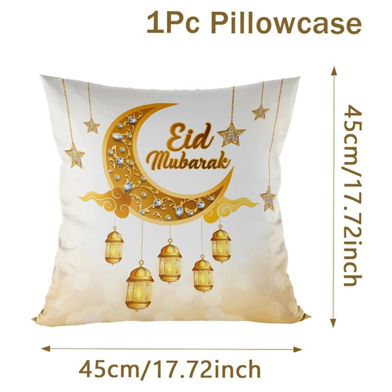 2026 Eid Mubarak Pillowcase Decor for Home Sofa Cushion Cover Islamic Ramadan Kareem Decoration Mosque Muslim Pillow Cover Gifts