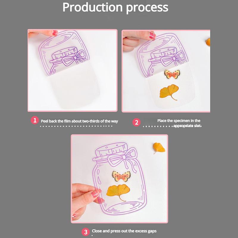 Transparent Preserved Flower Bookmark Set DIY Pressed Flower Bookmark Craft Kit with Clear Jar Stickers Handmade Bookmarks