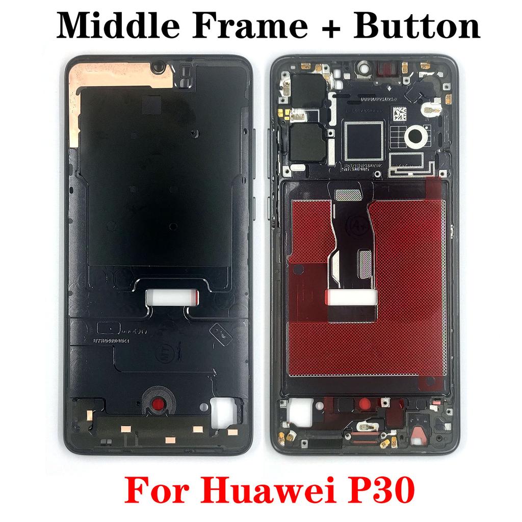 OG For Huawei P20 P30 P40 P50 P50E P60 P70 Pro Plus Ultra Art Middle Frame Housing Front LCD Bezel Cover With Side Button
