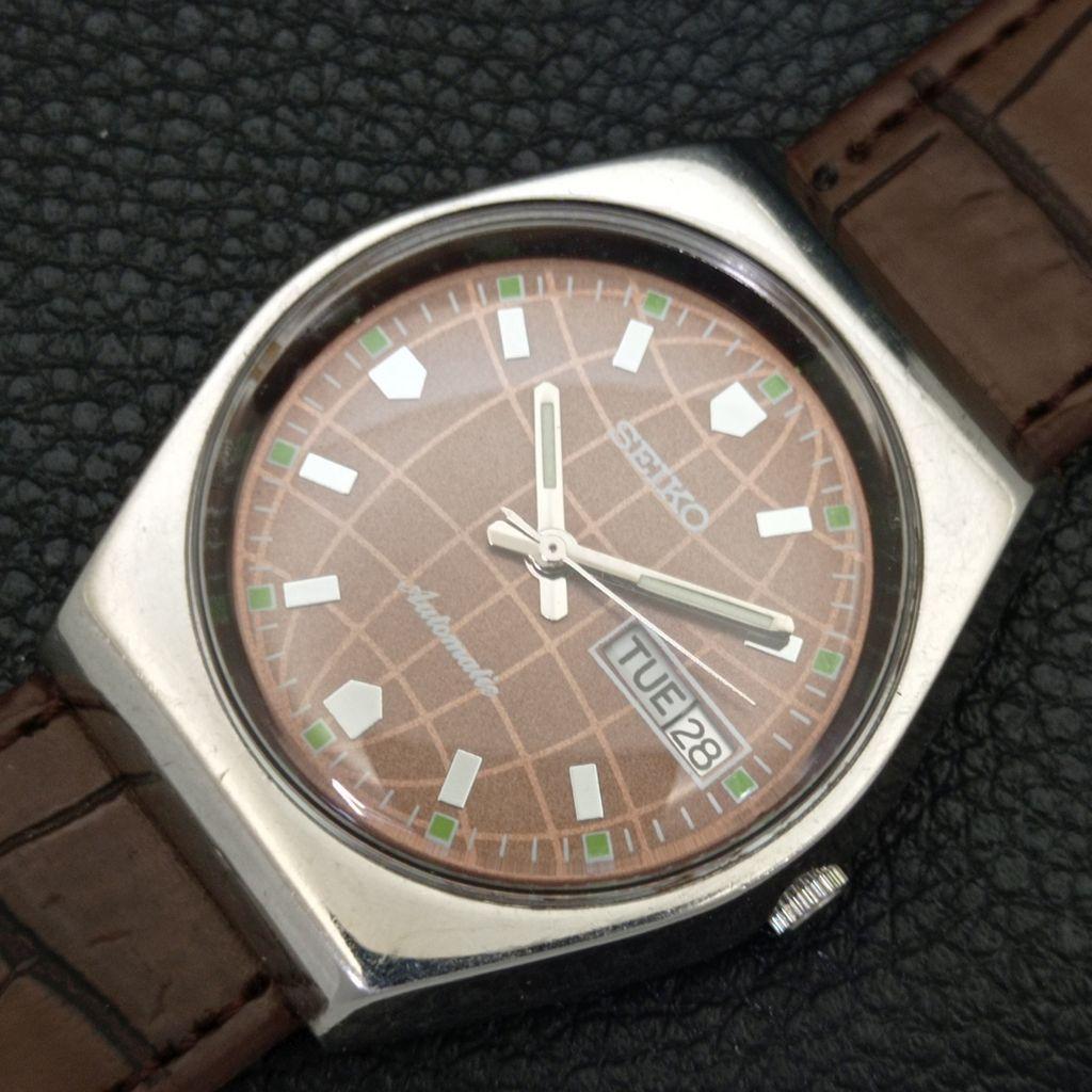 SEIKO AUTOMATIC 6309A VINTAGE JAPAN MENS BROWN COLOR DIAL WATCH a701649-5