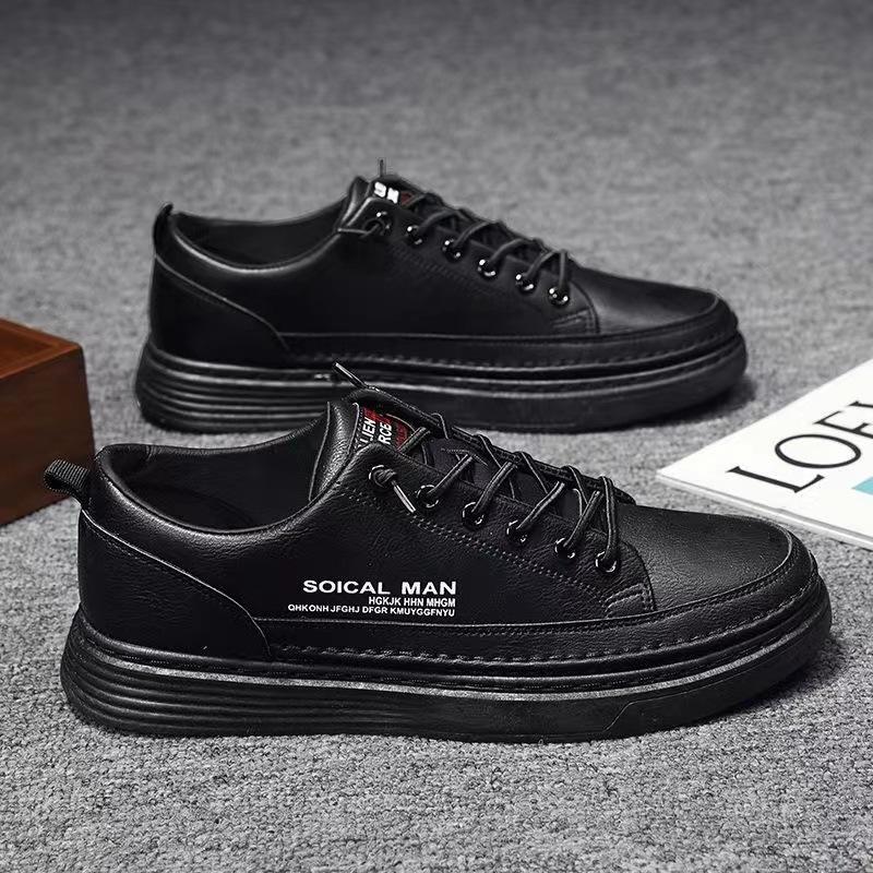 

Men s shoes 2025 new spring sports shoes trend non-slip men s casual leather shoes labor insurance one pedal work board shoes 44 чорний