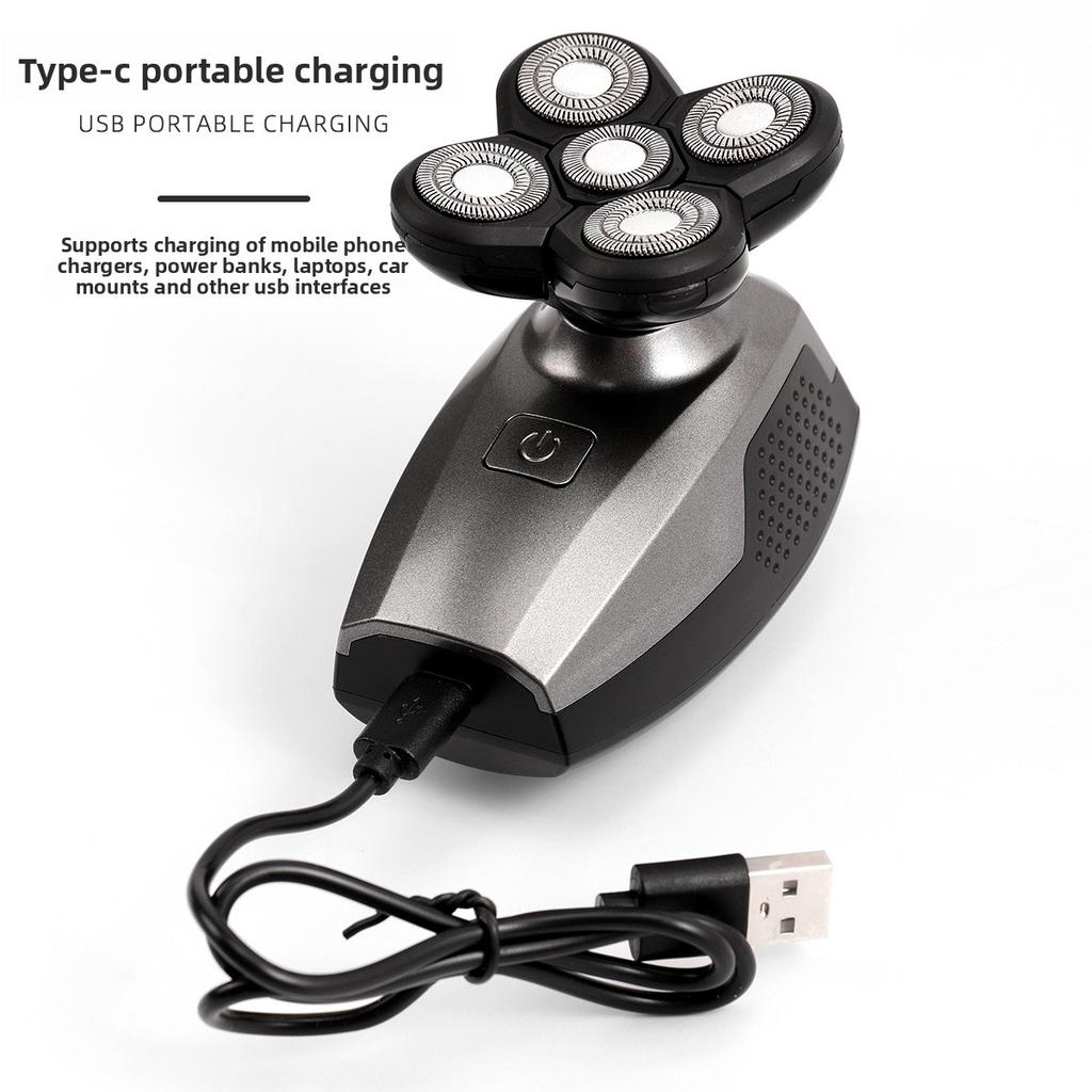 Digital Display Five-in-one Electric Shaver Multi-functional 5-Head Rechargeable Razor Full-body Washable Shaving Machine