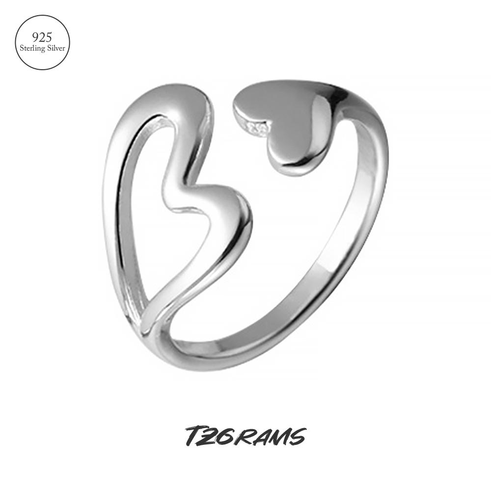 

925 Sterling Silver Hollow Heart Ring For Woman Cute Unique Heart-shape Open Ring French Charm Jewelry Women Accessories