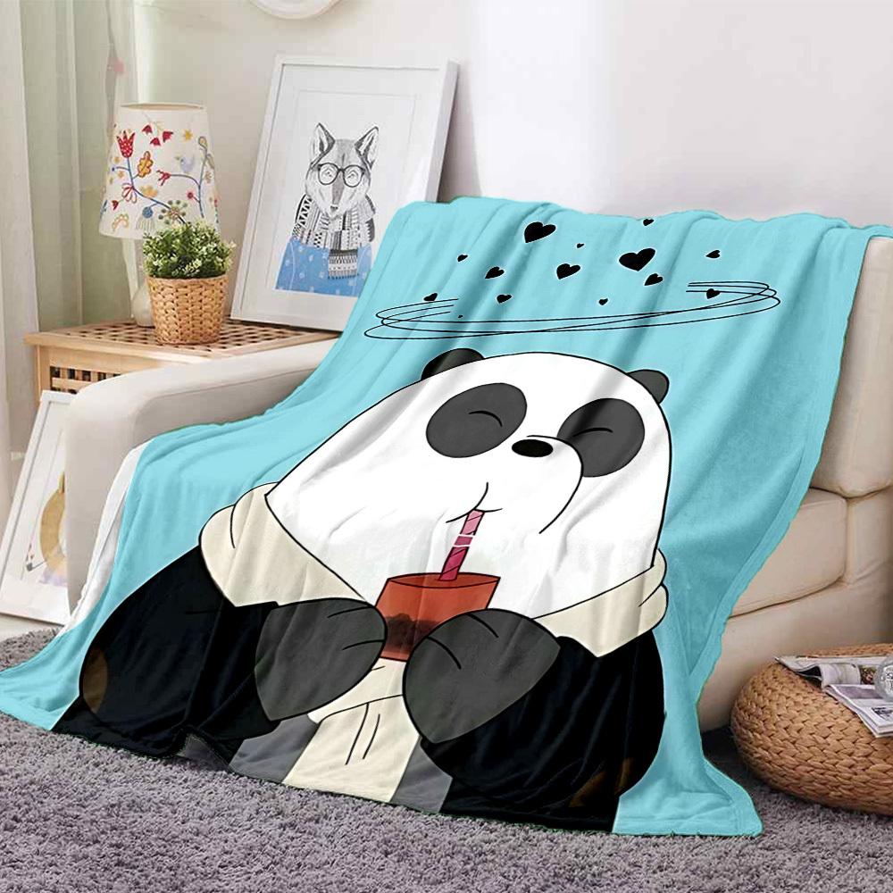 

1pc We Bare Bears Flannel Throw Blanket - HD Printed Lightweight Soft Warm All-Season Blanket for Sofa, Bed, Travel063 130cmx150cm