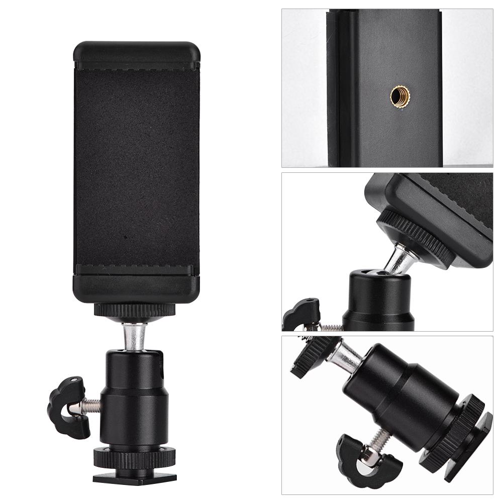 Phone Bracket Holder Clip Tripod Mount Adapter with 360 Ball Head for iPhone Samsung