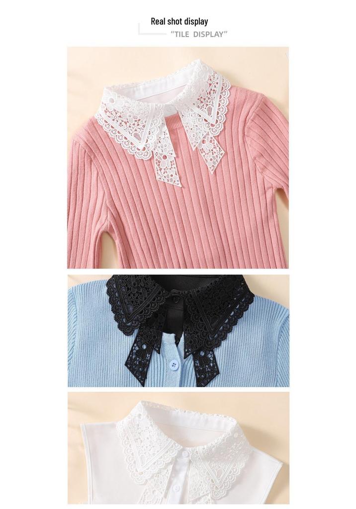 Water-Soluble Lace Embroidery Bow Tie Collar for Women