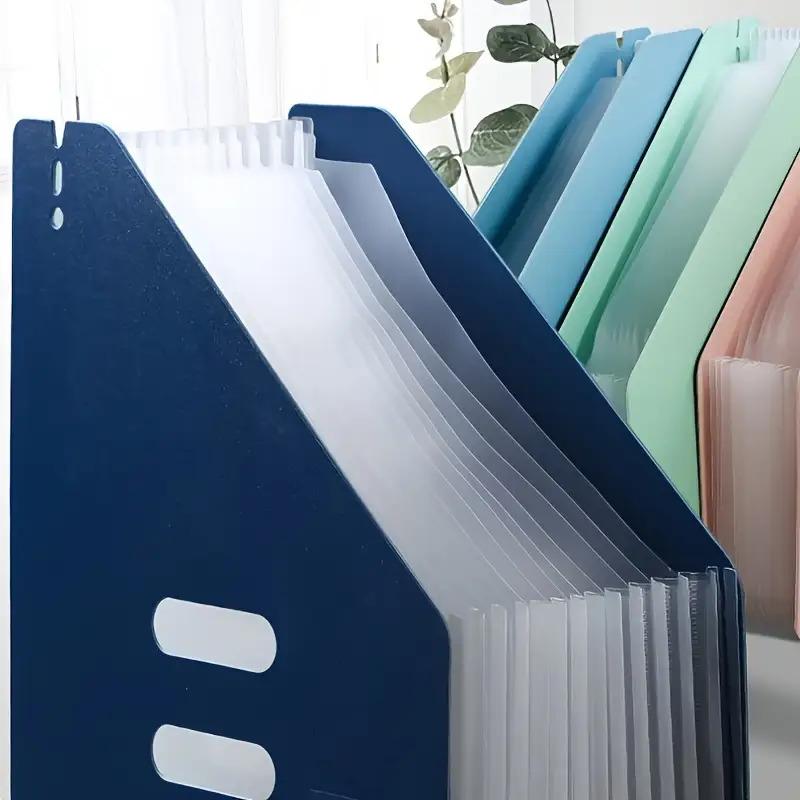 A4 Foldable File Organizer, Foldable Desktop Storage Box with Multiple Pockets & Labels, Durable ABS Plastic, Folder Organizer