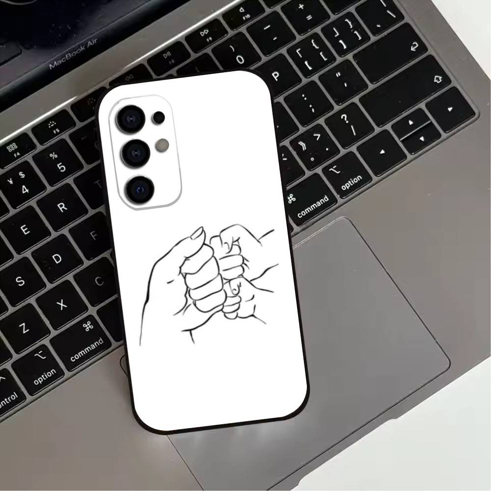 Baby Mom Dad Family Hand Phone Case For Samsung S25,S24,S21,S22,S23,S30,Ultra,S20,Plus,Fe,Lite,Note,10,Black Cover