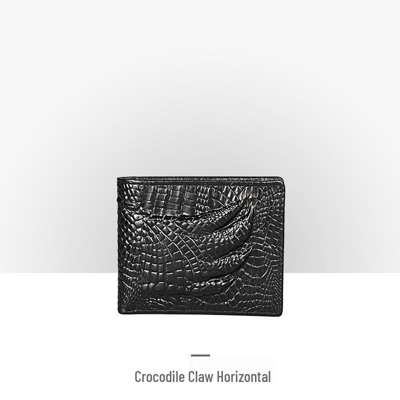 Carteira Masculina Retro em Couro Embossado – Padrão Crocodilo Longo com Vários Compartimentos para Cartões e Porta-Moedas.