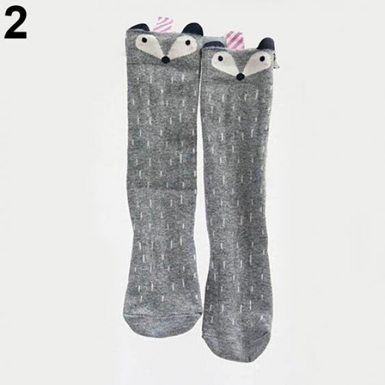 

Длинные детские носочки с животным принтом серый