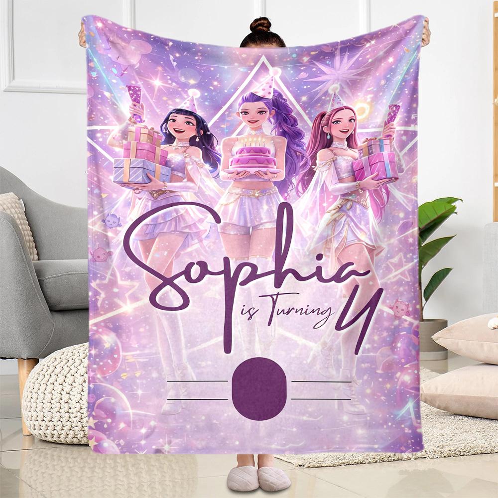 1pc K-Pop Demon Hunters Blanket Comfortable Soft Lightweight Multi Seasonal Blanket Travel Camping Picnics Sofa Office bedroom Perfect Gift Friends