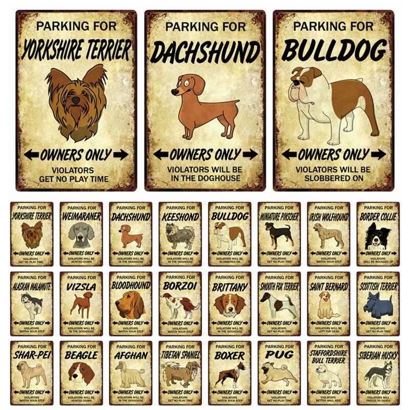 

[ Келли66 ] Домашний бульдог Хаски Бигль Боксер Мопс Колли Металлический знак Жестяной плакат Домашний декор Бар Настенная художественная роспись 20 * 30 см Размер Dy79