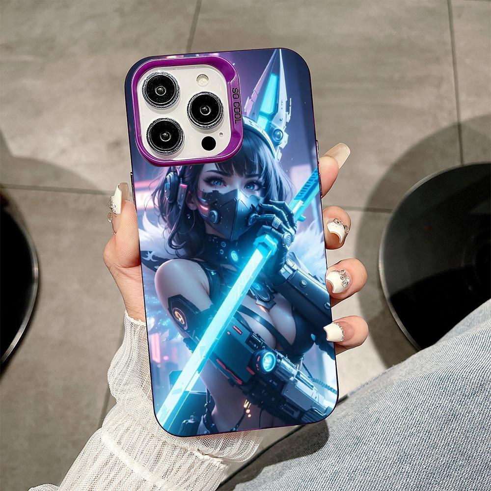 

Anime Girl Mobile Phone Case for iPhone 17 16 15 14 13 12 11 X XR XS 8 7 Air Pro Max Plus Purple Translucent Colorful Cover iPhone 15 Pro