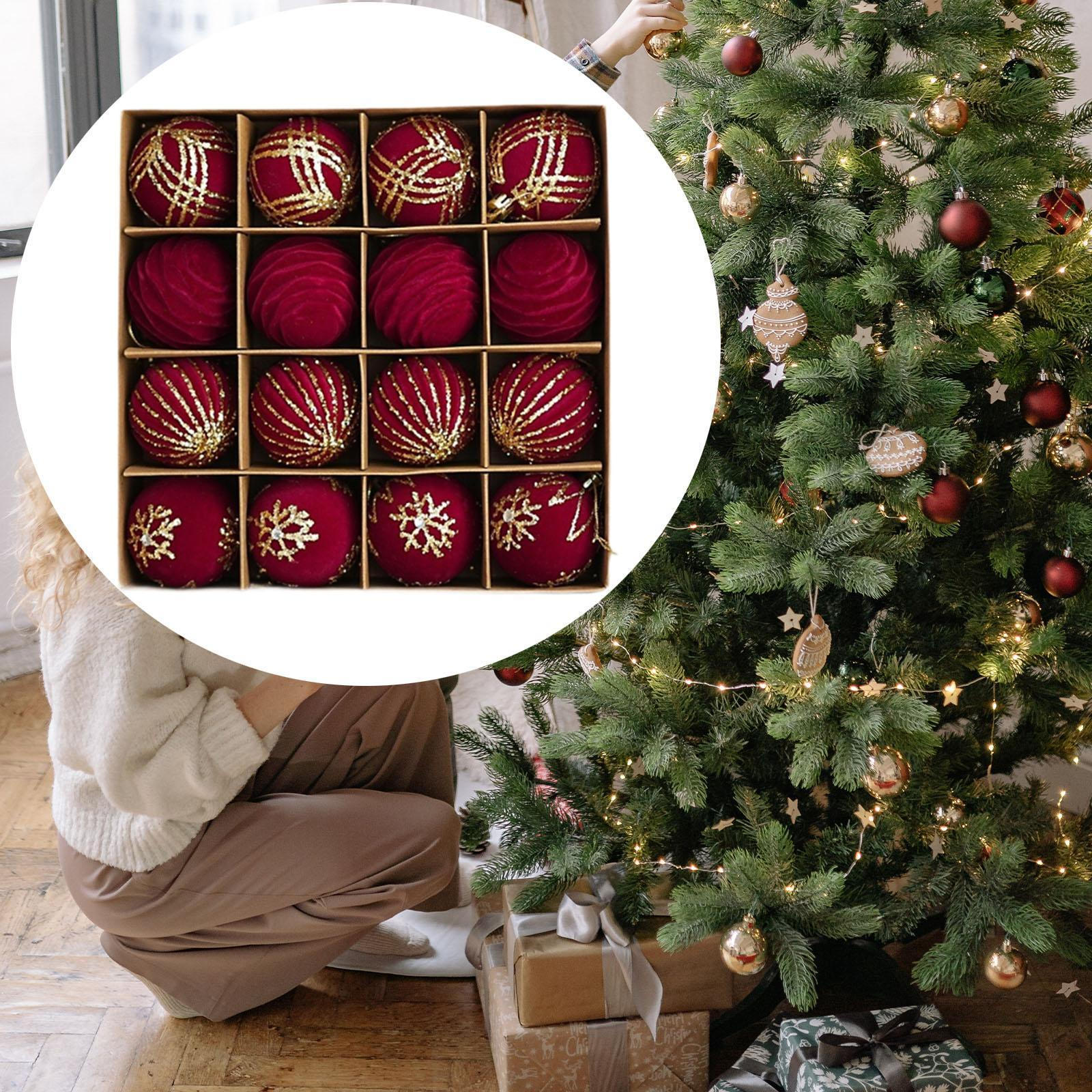 

16 рождественских украшений для украшения елки, елочные шары для праздничных торжеств красный