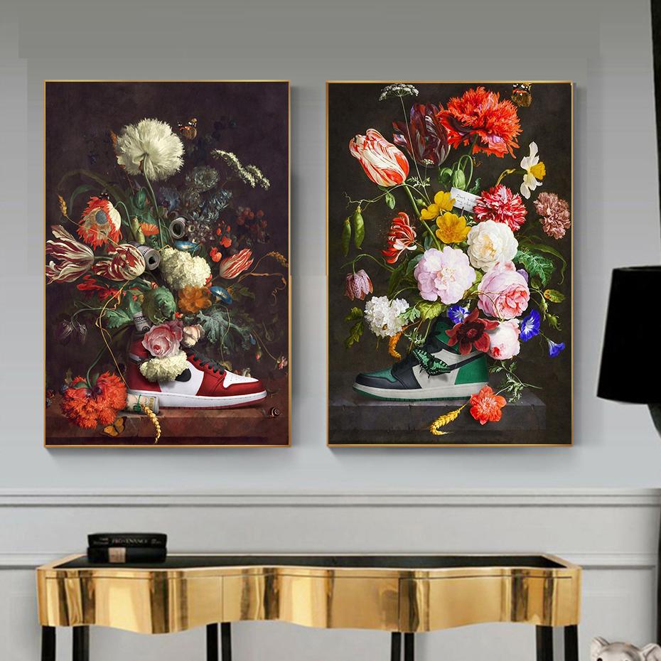 

Драгоценные цветы Плакаты Баскетбольные кроссовки Принт Холст Живопись Крисс Беллини Произведения искусства Скандинавское настенное искусство Картина Домашний декор Куадрос