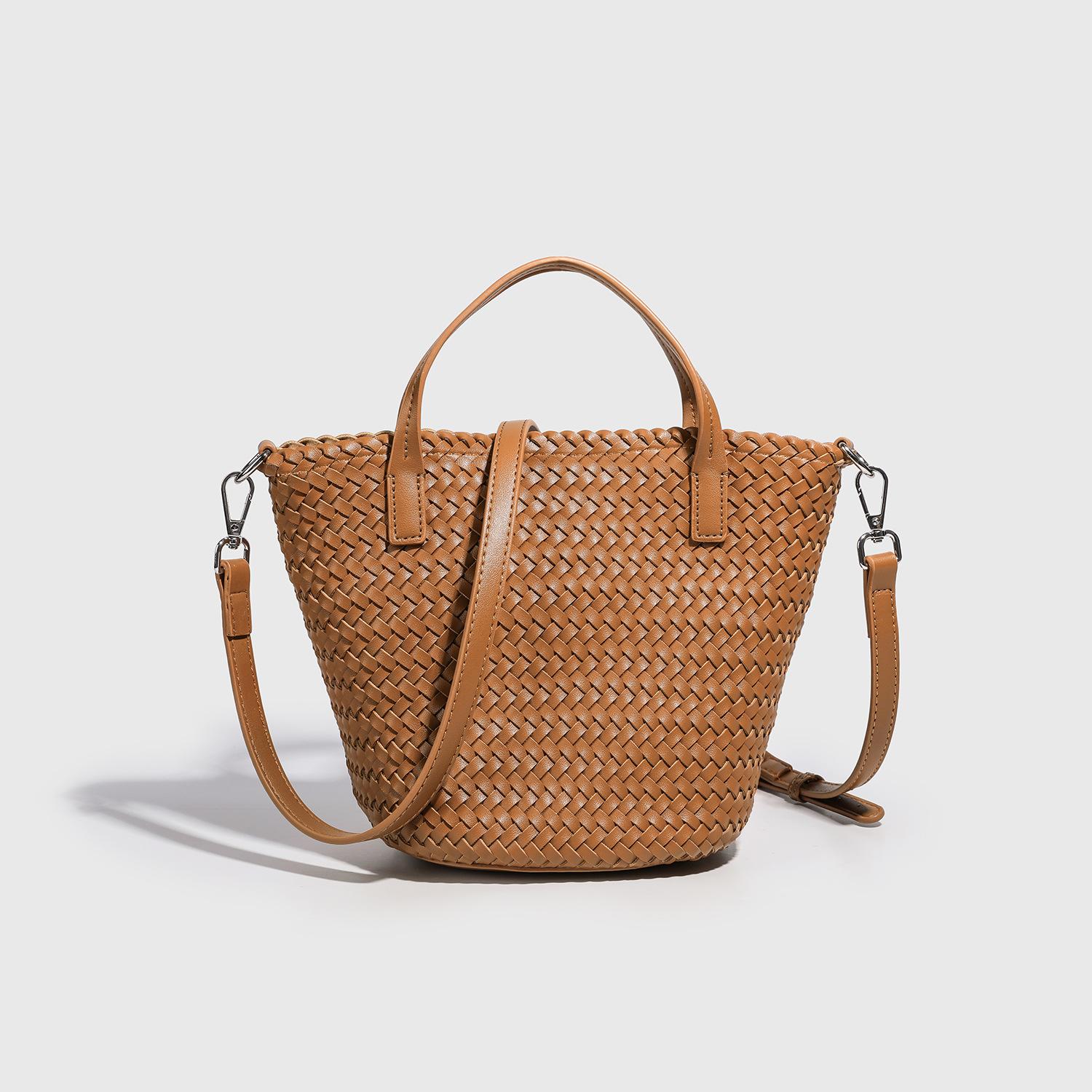 

2025 New Handmade Woven Handbag Niche High-end Large Capacity Fashion Single Shoulder Crossbody Tote Bag 16*11.5*20 коричневий
