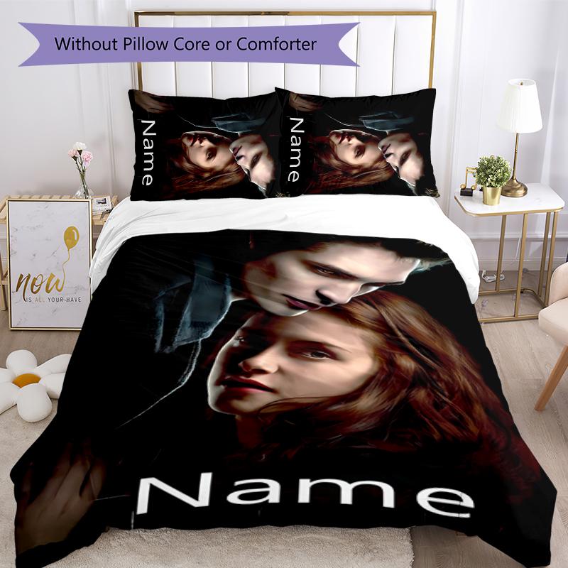 3pcs Custom Name The Twilight Saga Bedding Set Duvet Cover Closure Includes 1 Duvet Cover & 2 Pillowcases for All Seasons Bedroom Decor