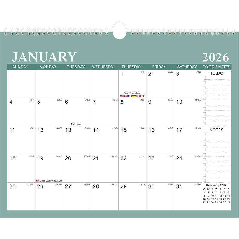 2026  Wall Calendar Full Year Large Size Paper Kawaii Sticker Yearly Weekly Annual Planner Target List Home Office Supplies