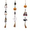 Ming Guan Wooden Halloween Sign: Ghost Festival Beaded String with Pumpkin & Bat Pendant for Home or Party Decor