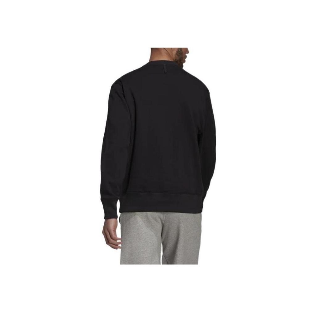 Adidas Solid Color Logo Print Crew Neck Sweatshirt Men Tops Black H45395