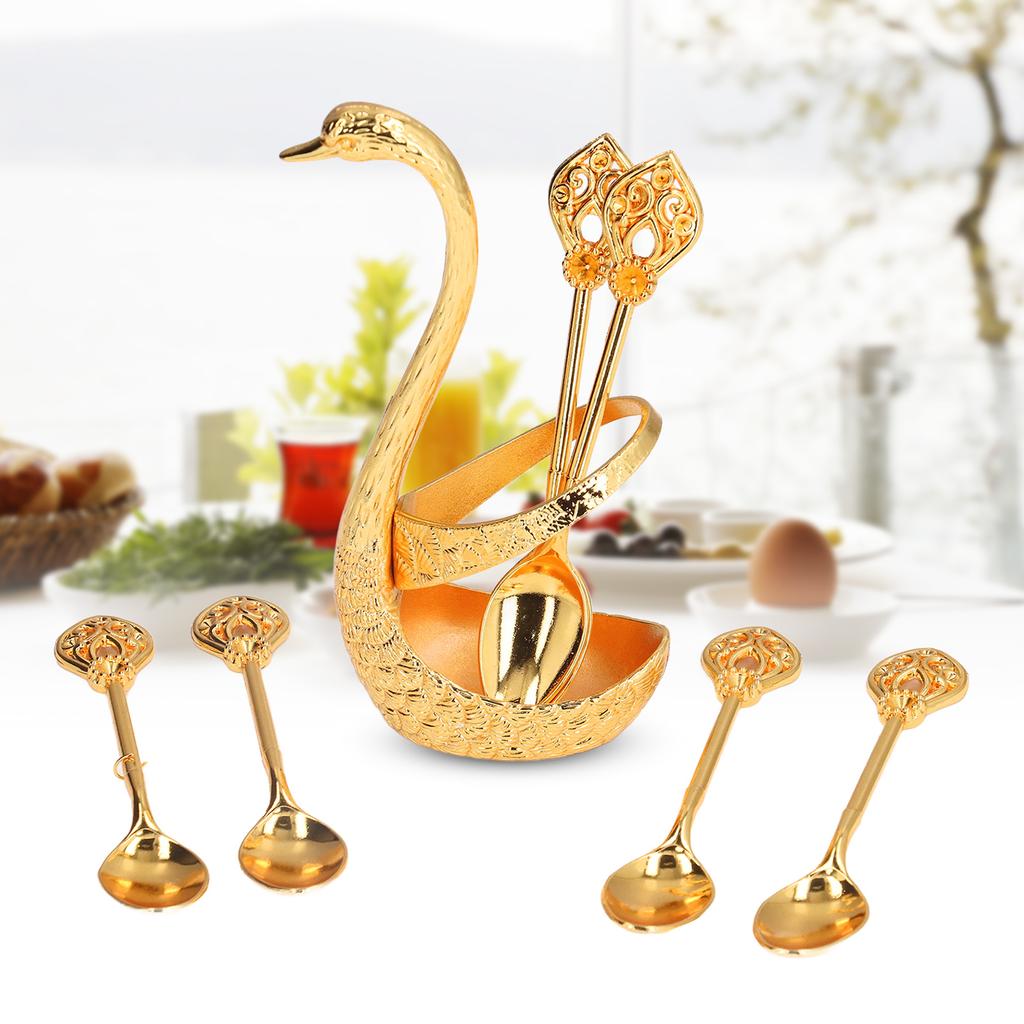 Coffee Spoon Holder Elegant   Zinc Alloy EmNaBossment Design Glossy Bright Color Mirror Polish Coffee Stirrers Holder