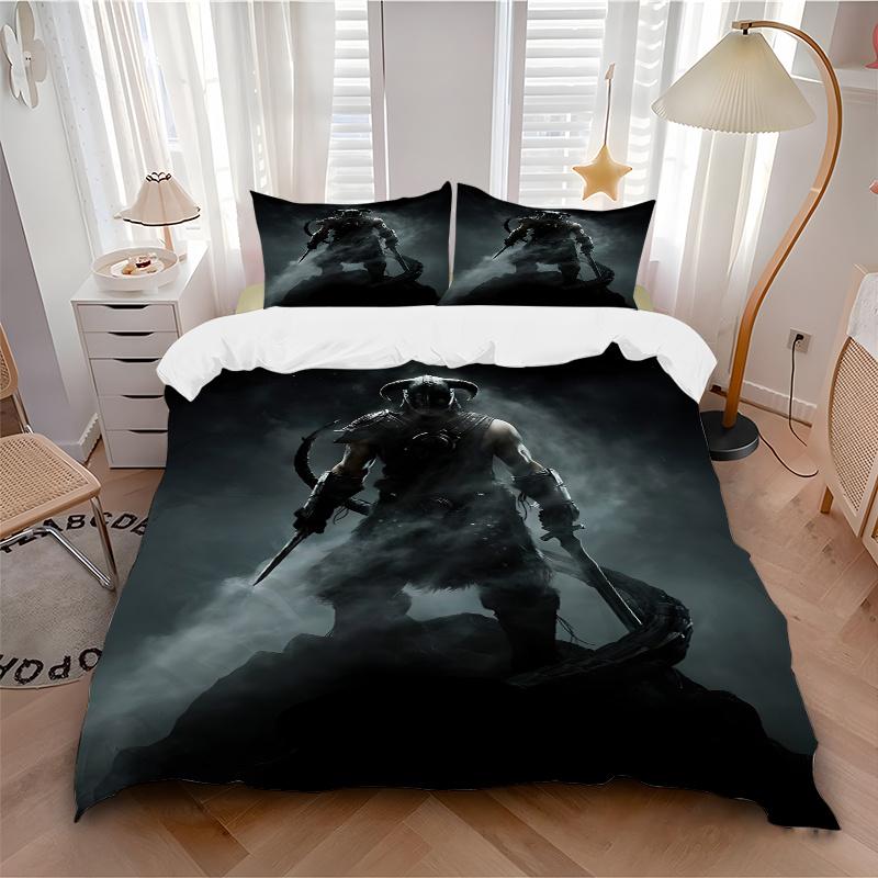 3pcs Dark Warrior Fantasy Art Print Home Decor Bedding Set-Universal Three-Piece Suit for Bedroom, Guest Room, Living Room, Hotel-Perfect Gi