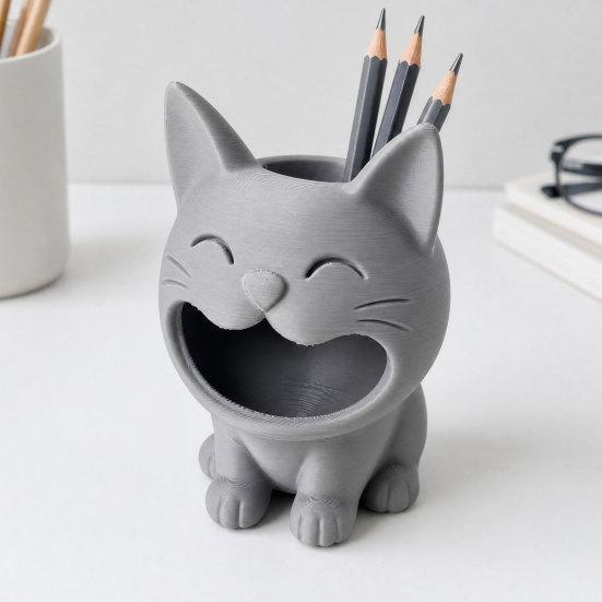3D Printed Cat Shaped Candy Bowl Cute Cat Storage Container Desktop Pen Holder