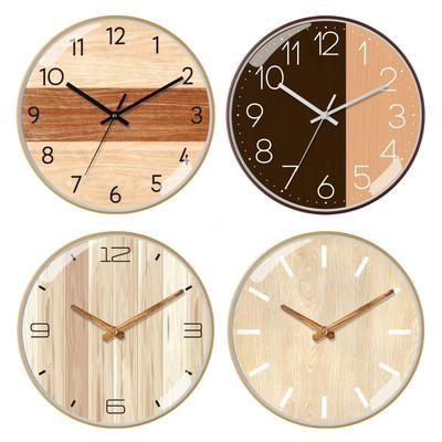 12-inch 30cm New Chinese Style Imitation Wood Grain Bamboo Grain Brushed Silent Clock Fashion Living Room Personalized Creative Wall Clock