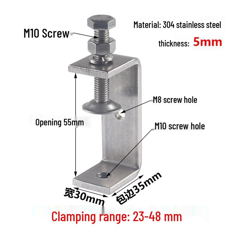 304 Stainless Steel Tiger C-Clamp U-Shaped Fixture with Hand-Tightened Eyebolt