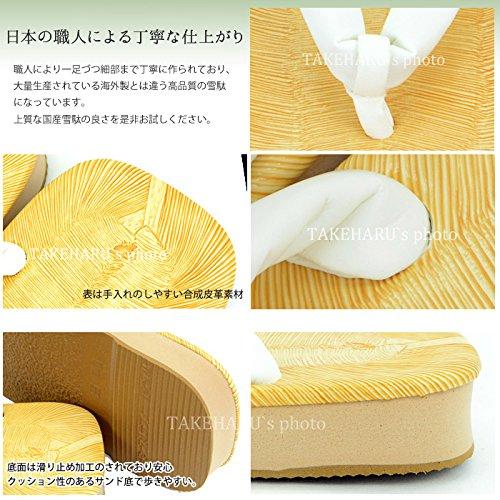 Takeharu Women's Geta Sandals, Made in Japan, Sponge Sole, Sanded Sole, Yellow Chiba Geta, Striped Pattern, Oval Size L