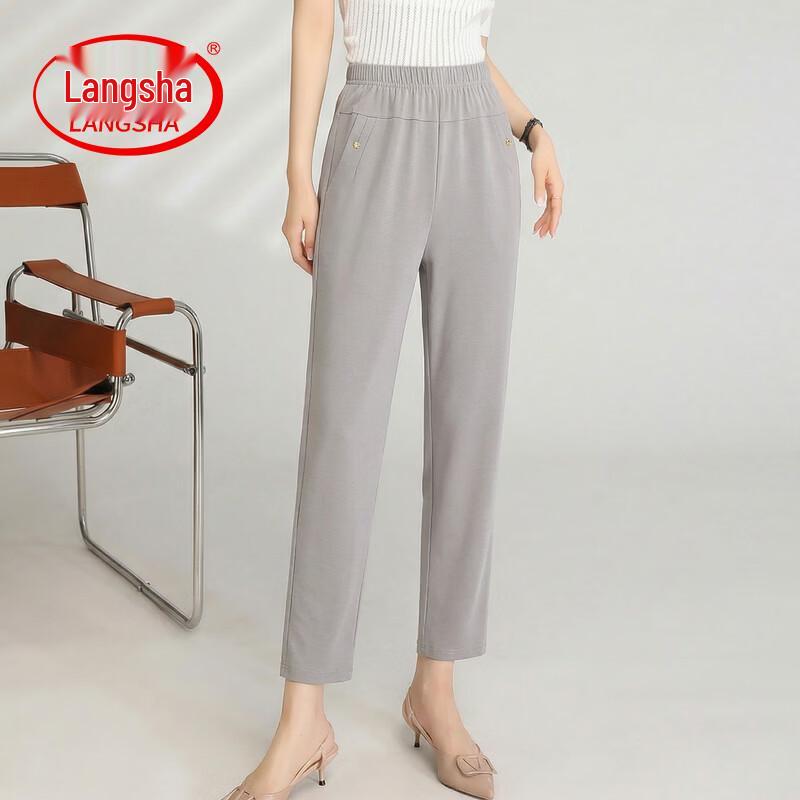 LangSha Women's High-Waist Casual Straight Leg Pants