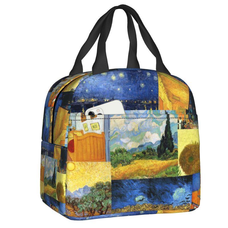 Individuelle Vase mit zwölf Sonnenblumen Lunchtasche Vincent van Gogh Gemälde Kühlbox Thermisch isolierte Lunchboxen für Erwachsene Büro