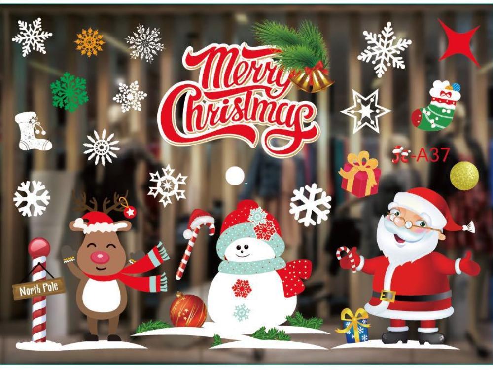 Christmas Decoration Supplies Window Stickers Santa Elk Wall Sticker for Christmas Home Door Window Display Decor Xmas New Year Decoration