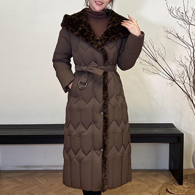 Plus Size L-7XL Fashion Winter Jackets Woman Long Parkas Hooded Faux Fur Collar Loose Thick Warm Overcoat Casual Women's Coats With Belt