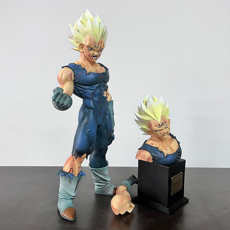 Dragon Ball Z Majin Vegeta Action Figure 28cm 11.02inch Replace Head Battle Damaged Statue Collection Model Toys Gifts For Fans