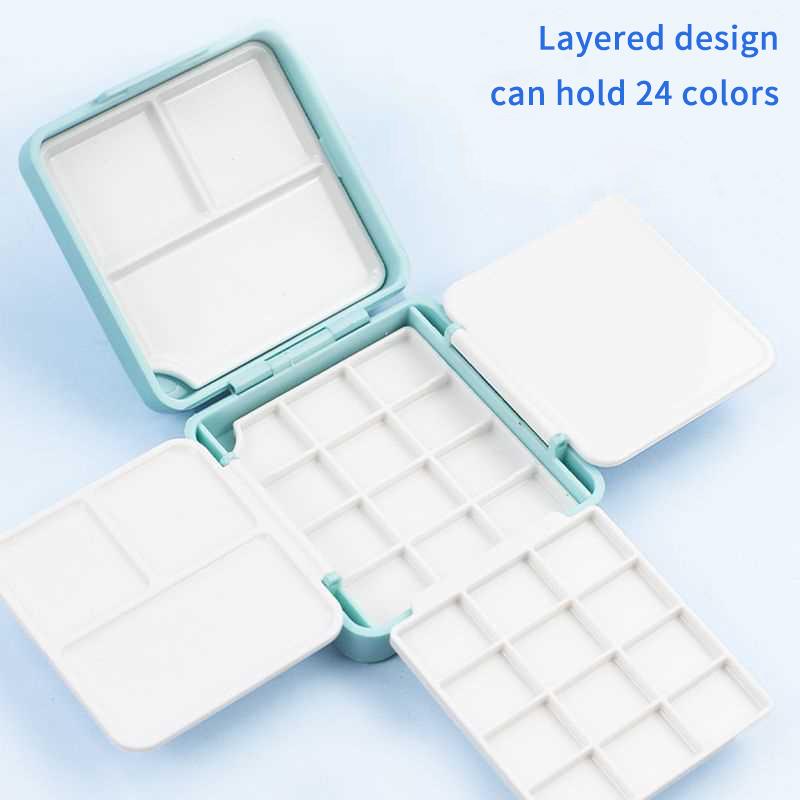 Portable Travel Watercolor Plastic 12/24 Grids Painting Box With Palette Half Pan Mini Paint Storage Case For Art Supplies